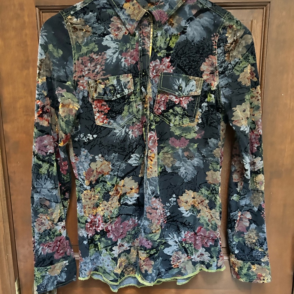 Georg Roth Pretty Jacquard Floral Print Shirt. Size XS - Picture 2 of 6